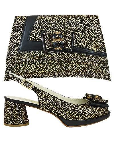 NFI575 - Gold & Black Nadia Ferri Shoes & Bag