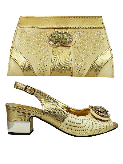 BLS801 - Gold Bellissimo Shoes & Bag