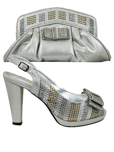 BLS803 - Silver Bellissimo Shoes & Bag