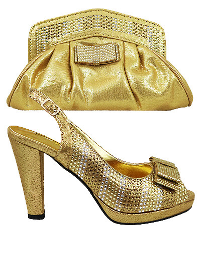 BLS803 - Gold Bellissimo Shoes & Bag