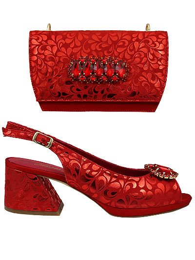 MTB425 - Red Leather Marta Fabi Shoes & Bag