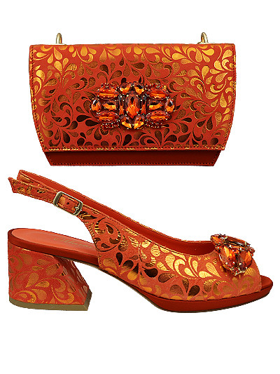 MTB427 - Orange Leather Marta Fabi Shoes & Bag
