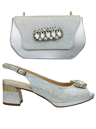 MTB438 - Silver Leather Marta Fabi Shoes & Bag