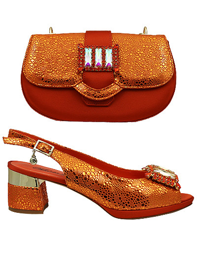 MTB440 - Orange Leather Marta Fabi Shoes & Bag
