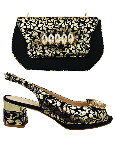 MTB448 - Black & Gold Leather Marta Fabi Shoes & Bag