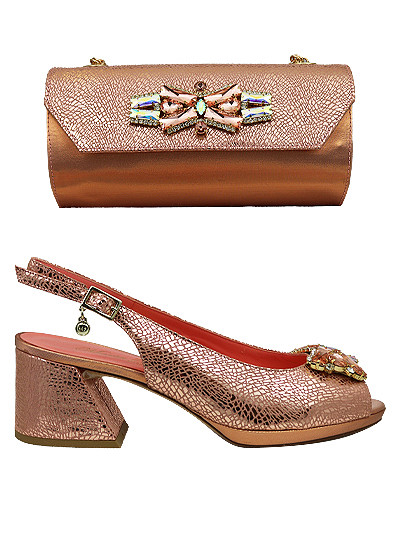 MTB450 - Peach Leather Marta Fabi Shoes & Bag