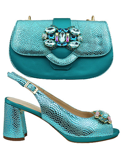 MTB451 - Teal Leather Marta Fabi Shoes & Bag