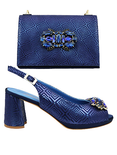 MTB454 - Navy Leather Marta Fabi Shoes & Bag