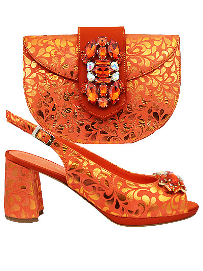 MTB455 - Orange Leather Marta Fabi Shoes & Bag
