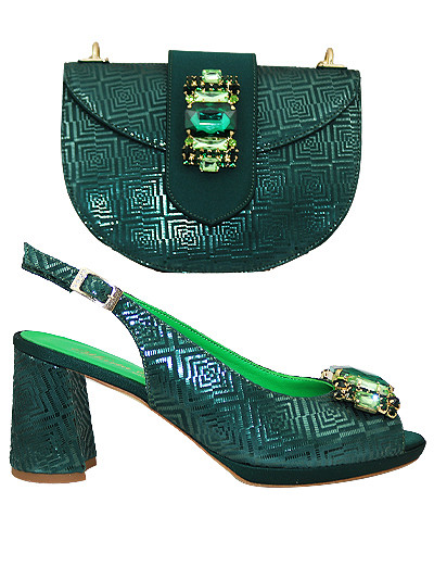 MTB456 - Bottle Green Leather Marta Fabi Shoes & Bag