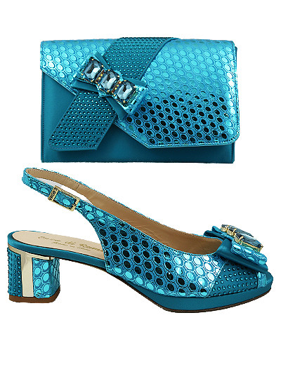 EDS1752 - Leather Teal Enzo di Roma Shoe & Bag