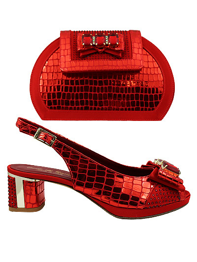 EDS1753 - Leather Red Enzo di Roma Shoe & Bag