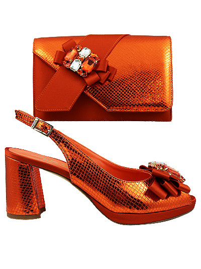 EDS1763 - Leather Orange Enzo di Roma Shoe & Bag