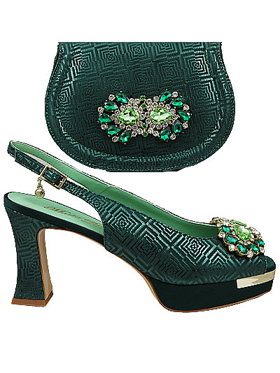MTB498 - Bottle Green Leather Marta Fabi Shoes & Bag