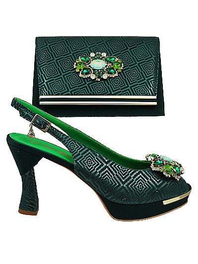 MTB501 - Bottle Green Leather Marta Fabi Shoes & Bag