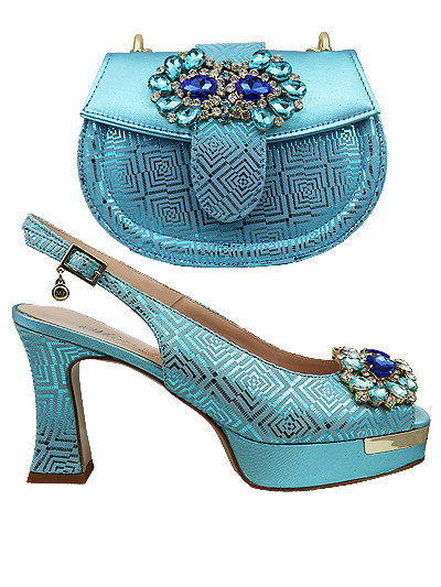 MTB473 - Sky Blue Leather Marta Fabi Shoes & Bag