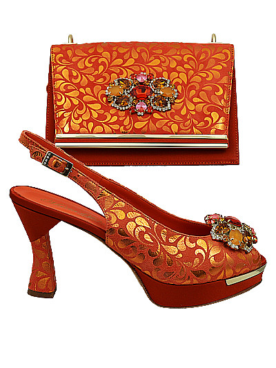 MTB476 - Orange Leather Marta Fabi Shoes & Bag