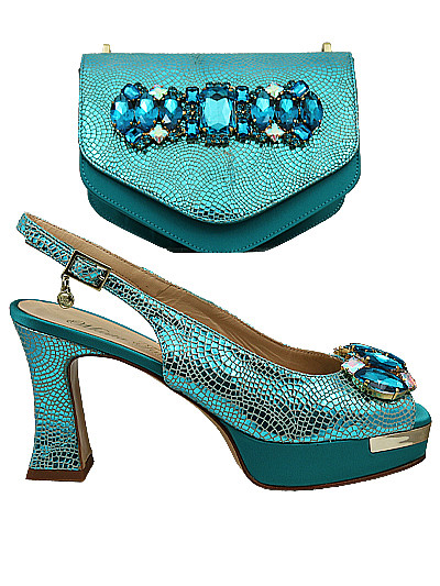 MTB478 - Teal Leather Marta Fabi Shoes & Bag