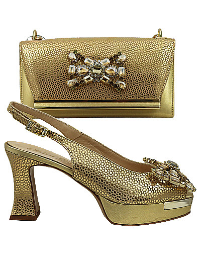 MTB485 - Gold Leather Marta Fabi Shoes & Bag