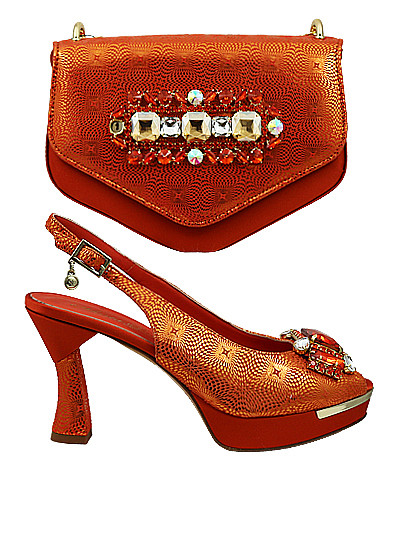 MTB488 - Orange Leather Marta Fabi Shoes & Bag