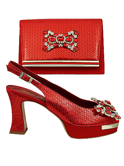 MTB490 - Red Leather Marta Fabi Shoes & Bag