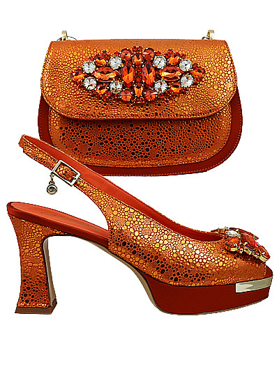 MTB493 - Orange Leather Marta Fabi Shoes & Bag