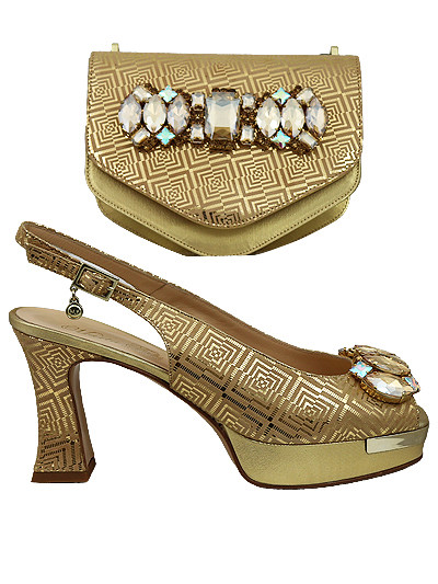 MTB495 - Gold Leather Marta Fabi Shoes & Bag