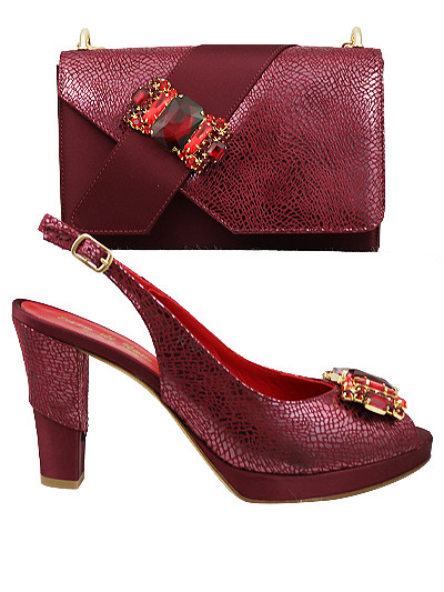EDS1798 -Leather Wine Enzo di Roma Shoe & Bag