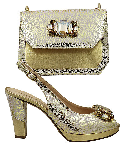 EDS1799 -Leather  Gold Enzo di Roma Shoe & Bag