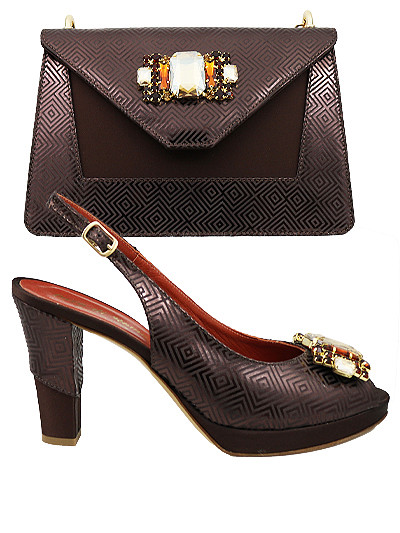 EDS1803 - Leather Chocolate Enzo di Roma Shoe & Bag