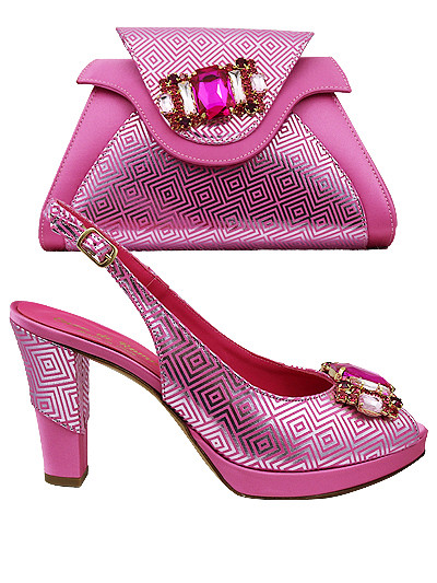 EDS1806 -Leather  Baby Pink Enzo di Roma Shoe & Bag
