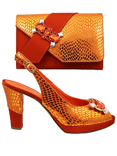 EDS1808 - Leather Orange Enzo di Roma Shoe & Bag