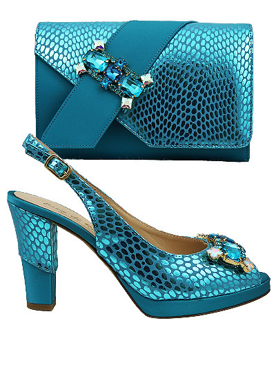 EDS1811 -  Leather Teal Enzo di Roma Shoe & Bag