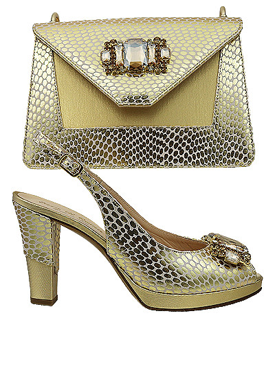 EDS1812 - Leather Gold Enzo di Roma Shoe & Bag