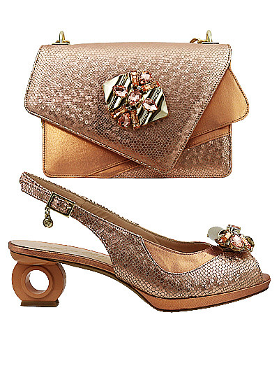 MTB509 - Peach Leather Marta Fabi Shoes & Bag
