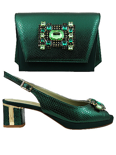 EDS1816 - Leather Forest Green Enzo di Roma Shoe & Bag