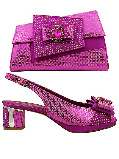 EDS1818 - Leather Fuchsia Enzo di Roma Shoe & Bag