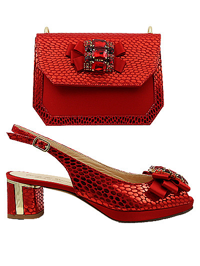 EDS1820 - Leather Red Enzo di Roma Shoe & Bag
