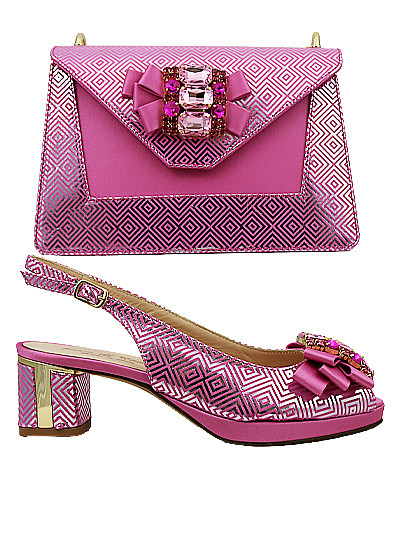 EDS1823 - Leather Baby Pink Enzo di Roma Shoe & Bag