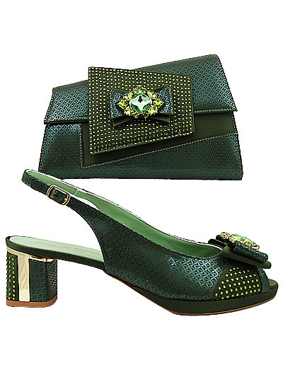 EDS1827 - Leather Olive Enzo di Roma Shoe & Bag