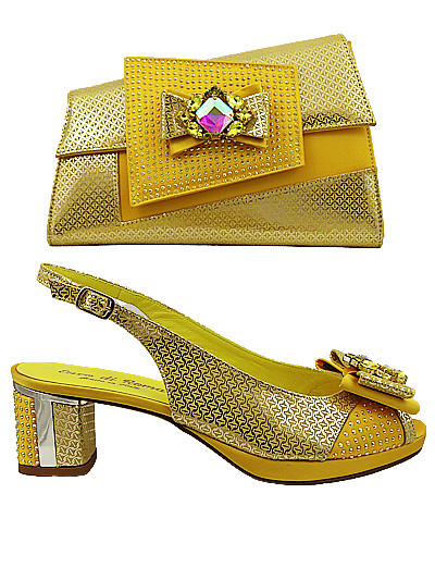 EDS1832 - Leather Yellow Enzo di Roma Shoe & Bag
