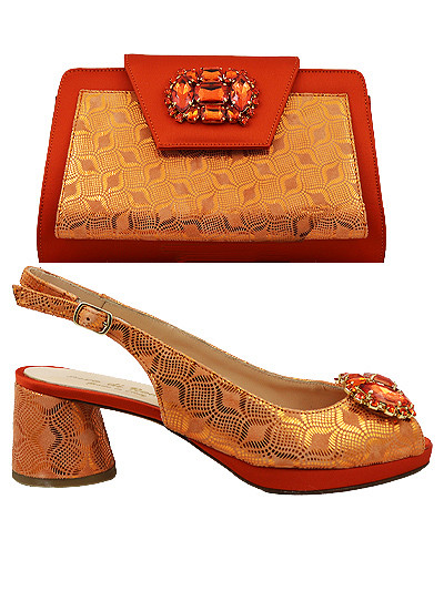 EDS1838 - Leather Orange Enzo di Roma Shoe & Bag