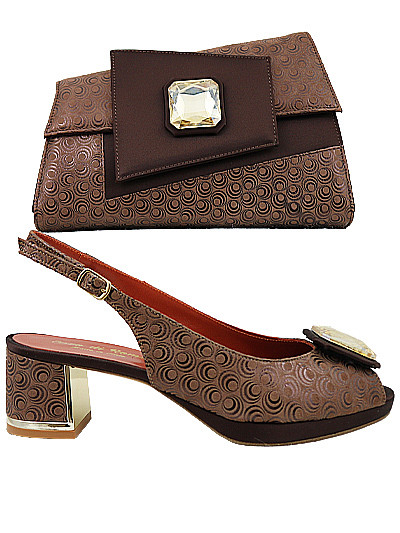 EDS1841 - Leather Chocolate Enzo di Roma Shoe & Bag
