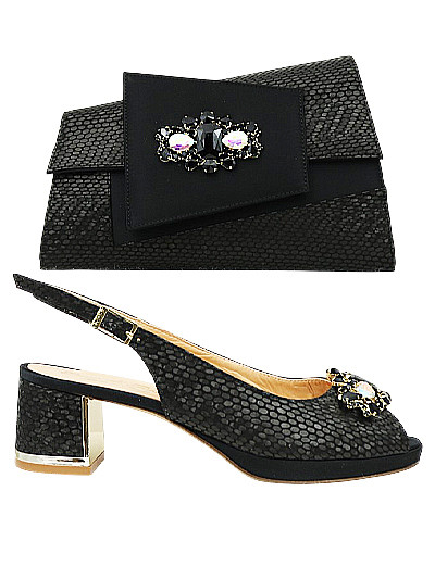 EDS1865 - Leather Black Enzo di Roma Shoe & Bag