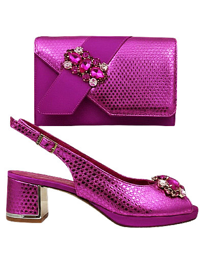 EDS1867 - Leather Fuchsia Enzo di Roma Shoe & Bag