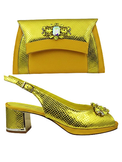 EDS1869 - Leather Yellow Enzo di Roma Shoe & Bag