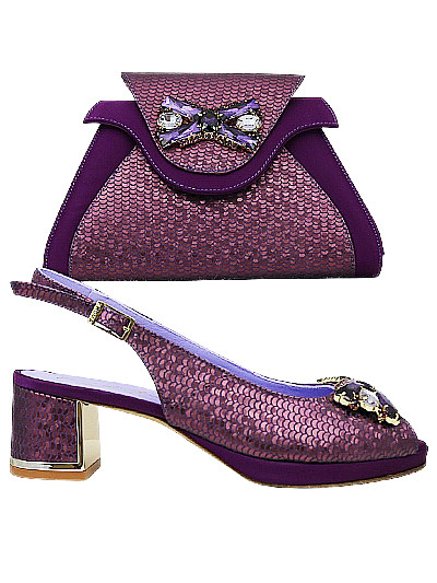 EDS1870 - Leather Purple Enzo di Roma Shoe & Bag