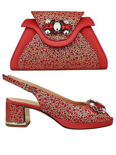 EDS1874 - Leather Coral Enzo di Roma Shoe & Bag
