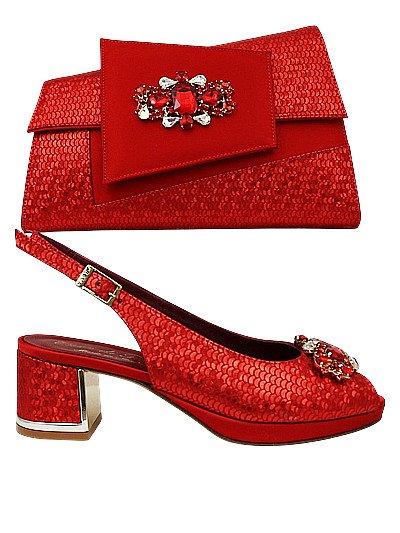 EDS1876 - Leather Red Enzo di Roma Shoe & Bag