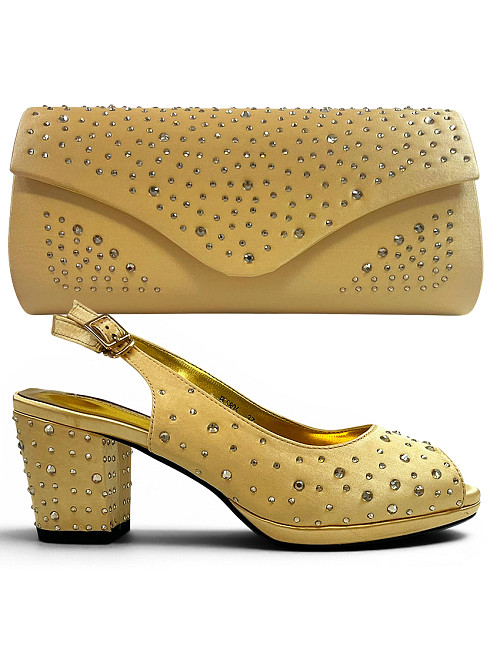 BLS804 - Gold Bellissimo Shoes & Bag